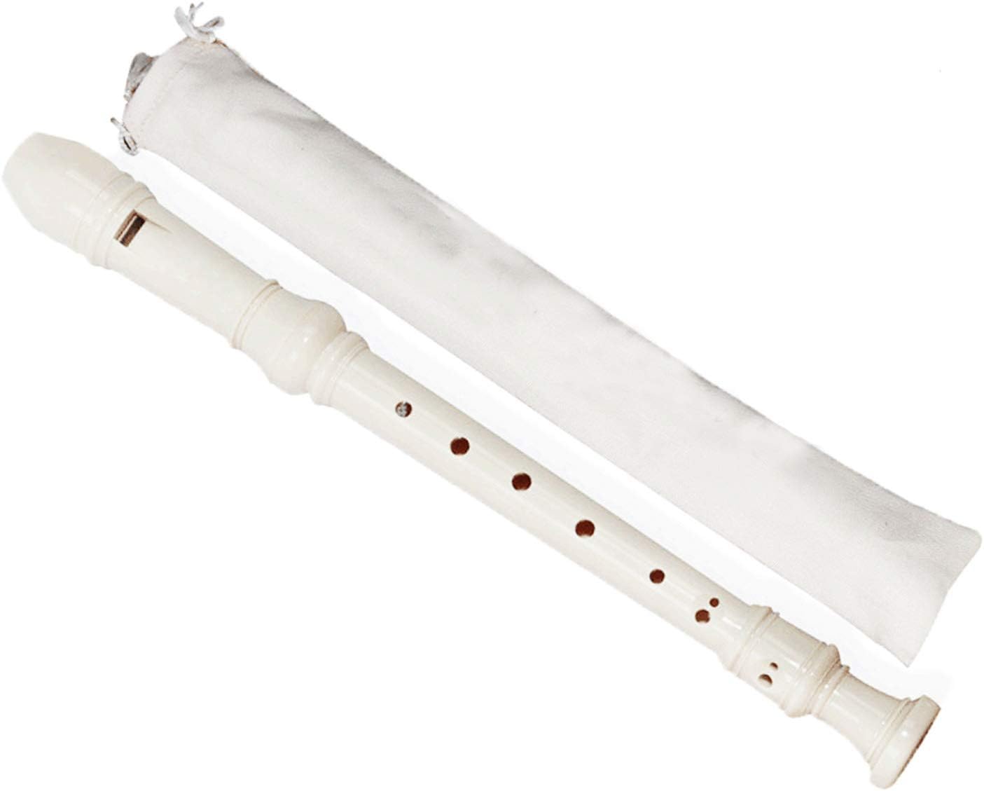 ABS Descant Soprano Recorder Instrument for Kids Adults Beginners,Joint Grease, Fingering Chart And Cleaning Kit,German Style (Ivory White)