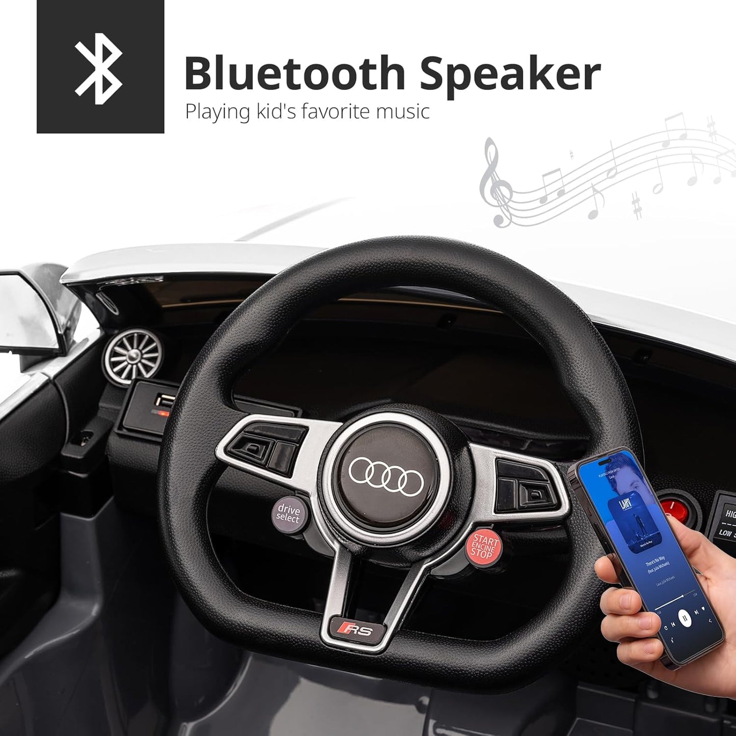 Electric Ride on Car for Kids, Licensed Audi 12V 7Ah Kids Ride-on Toy for Toddlers 3-5 Year Old Girls with Remote - White