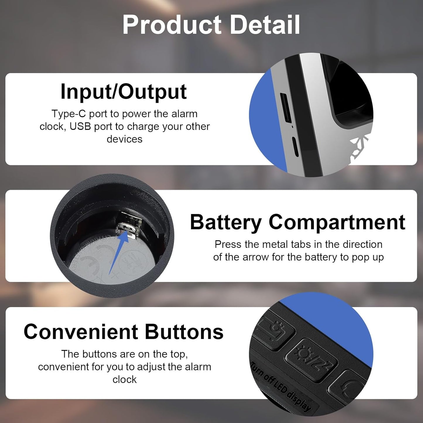 GuDoQi Projection Alarm Clock for Bedroom, Digital Clock with 180° Projector, 7" Large LED Display, Dual Alarms, Temperature&Humidity Display, Dual USB Port, 12/24H, Snooze, for Heavy Sleepers, Black