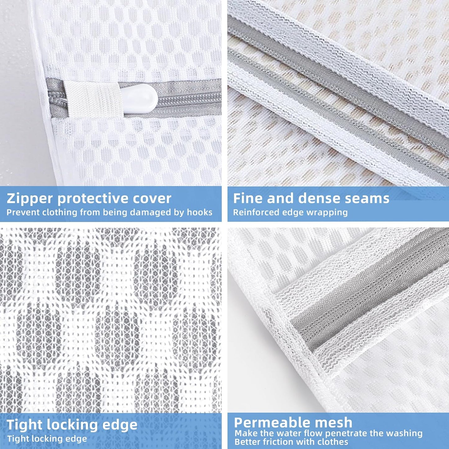 Laundry Bags 4 Pcs Mesh - 12 x 16 Inches, Durable Zipper Mesh Wash Bags for Delicates & Traveling