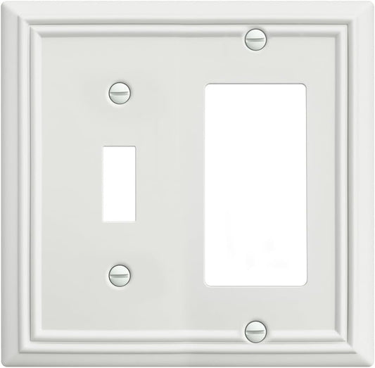 1-Pack Combination Metal Wall Plate, 1 Toggle / 1 Decorator Switch Plates and Outlet Covers, Off White Finish, 4.96''*4.88, Midsize