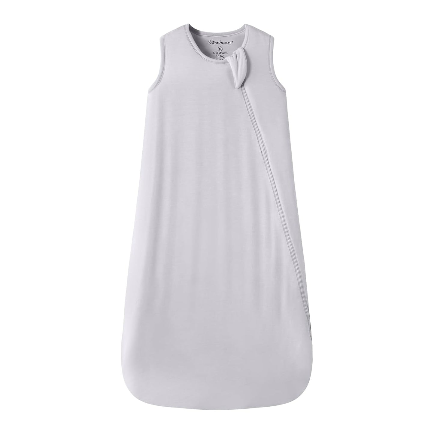 Mosebears Unisex Baby Sleep Sack 1.0 TOG, Supersoft Rayon Made from Bamboo Wearable Blanket with 2-Way Zipper (Light Grey,6-18 Months)