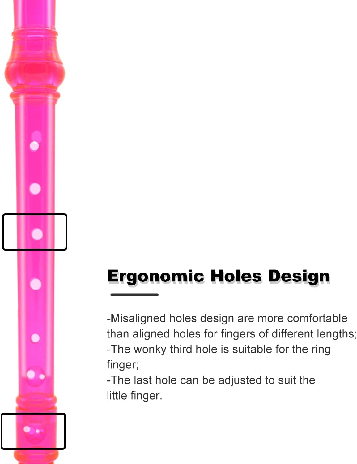 SJOYS ENGIEGEE 8-Hole Soprano Descant Recorder Kids Music Flute with Cleaning Rod & Case Bag For School Student Home Entertainment Transparent Pink