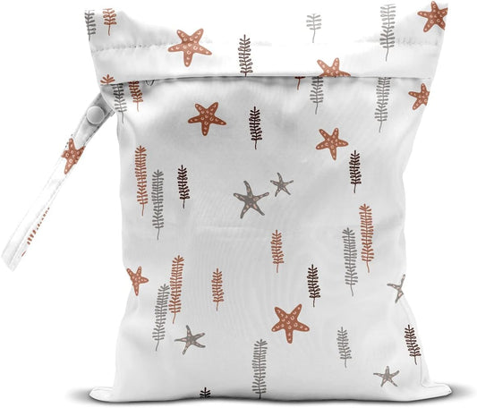 Wet Bag, Wet Dry Bag, Wet Bag for Swimsuit, Travel, Beach, Pool, Diapers, Dirty Yoga Gym Clothes, Makeup Bag, Waterproof Reusable Beach Bag Ocean Decor Starfish Sea Horse Anchor