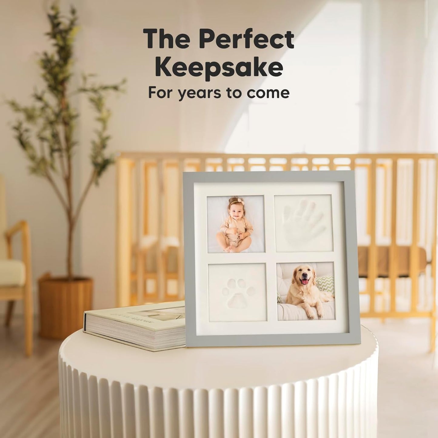 Baby Hand and Footprint Kit - Baby Footprint Kit, Clay Handprint Keepsake Frame, Nursery Picture Frame For Newborns, Personalized New Mom Gifts for Showers & Registry (Cloud Gray)