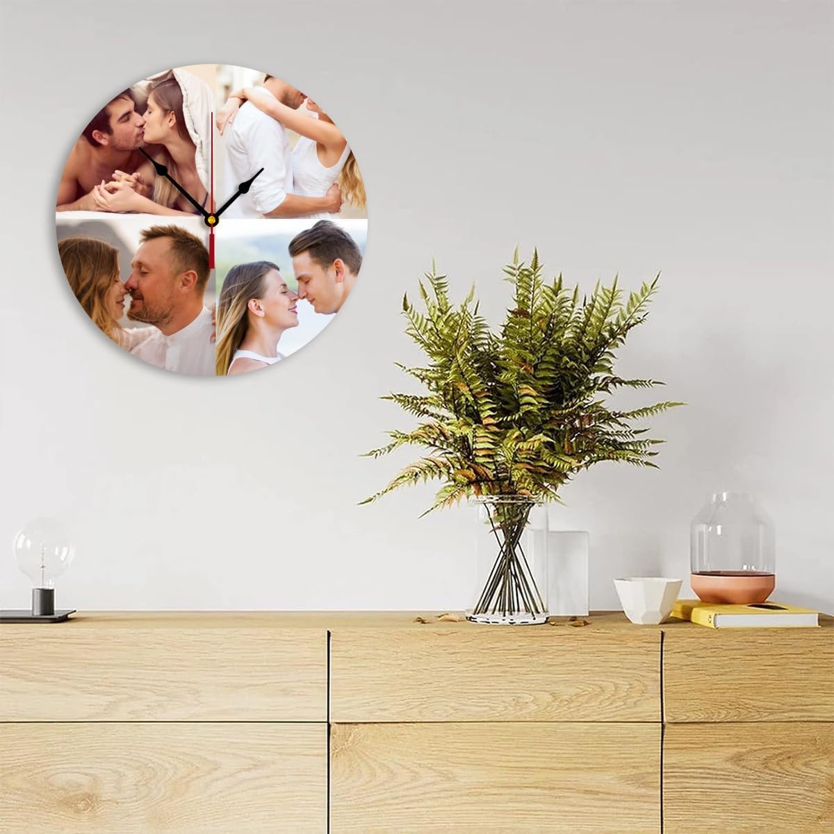 Generic Custom Wall Clock Personalized Clocks with Photo Text Logo Customized Round Clock for Birthday Wedding Present Family Friends Gifts, 10inch-25cm