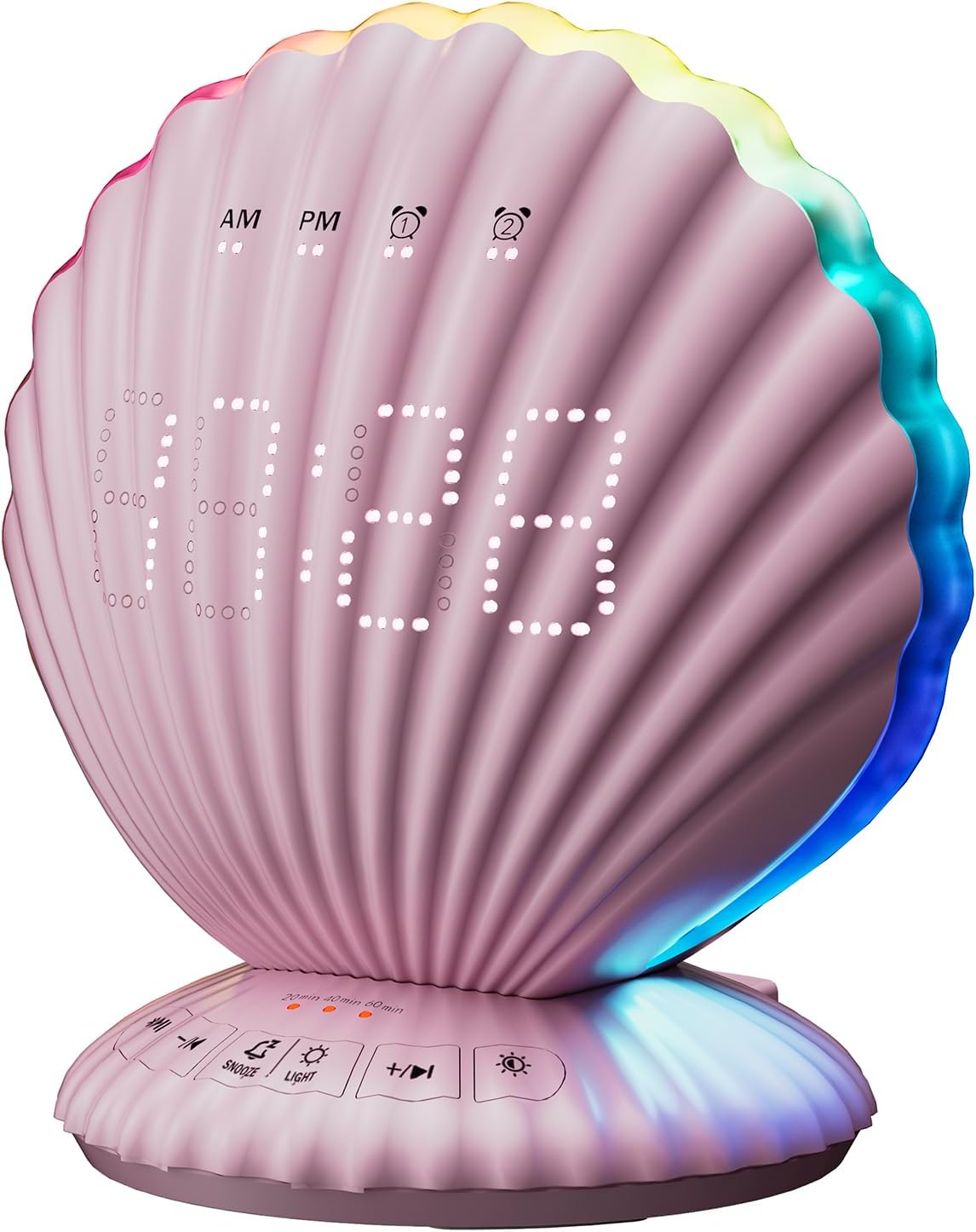 Alarm Clocks for Bedrooms,Portable Bluetooth Speaker,White Noise Sound Machines,Song 20/40/60 Timer,RGB Night Light,Bedroom Decor Aesthetic,Ideal Gift for Adult Women Teen Girls Boys(Pink)