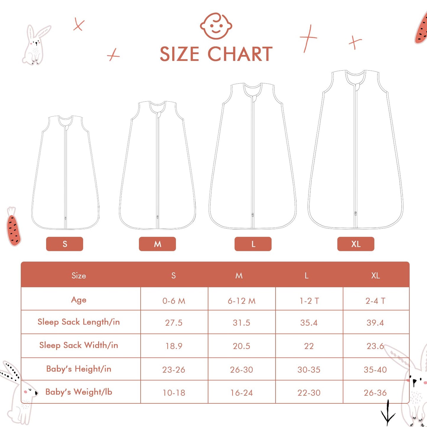 Baby Sleep Sack 12-24 Months Wearable Blanket for Babies 100% Organic Cotton 2-Way Zipper YKK 0.5 TOG Toddler Sleeping Sacks 1-2 T Bunny