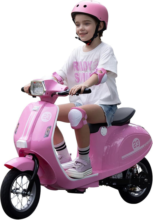 Kids Motorcycle, 2 Wheel Electric Motorcycle for Girls Ages 8-14, 24V Ride on Toys with Music, Story, Headlight, 3 Speed Options, Up to 60min Ride Time, for Riders up to 143 lbs, Easy Assemble, Pink