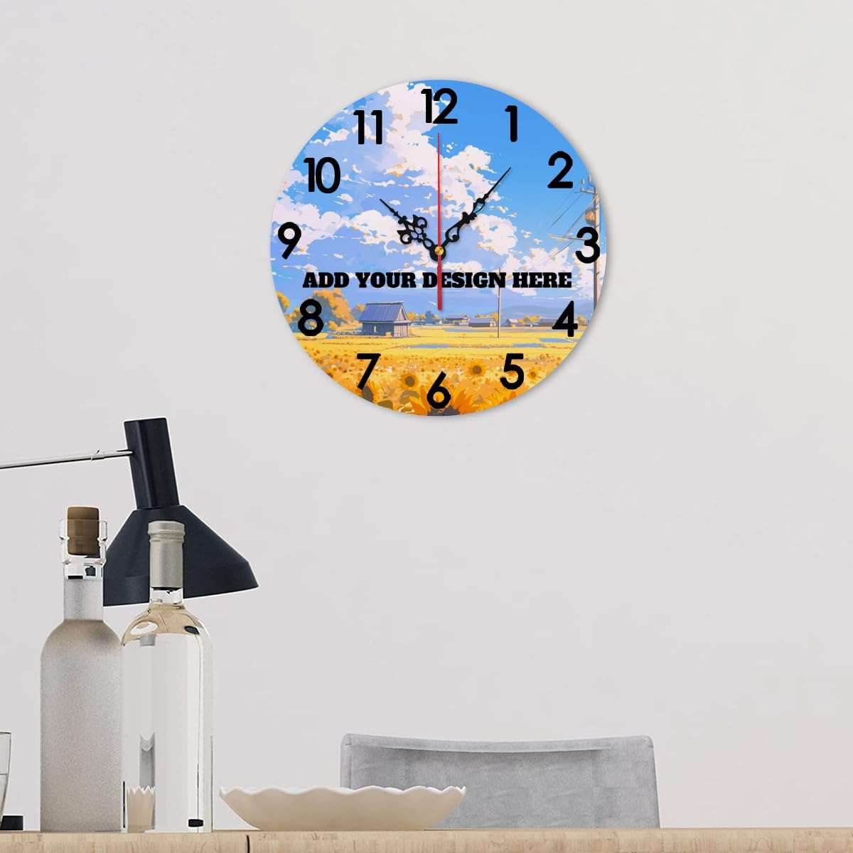 Generic Custom Wall Clock Personalized Picture Hanging Time Clocks Silent Non Ticking Round Decoration for Kitchen Creative, 12x12Inch