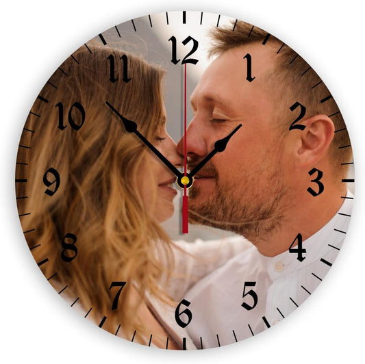 Generic Custom Clocks for Walls Personalized Clocks with Photo Text Logo Silent Non Ticking Round Decoration for Kitchen Creative, 12inch-30cm