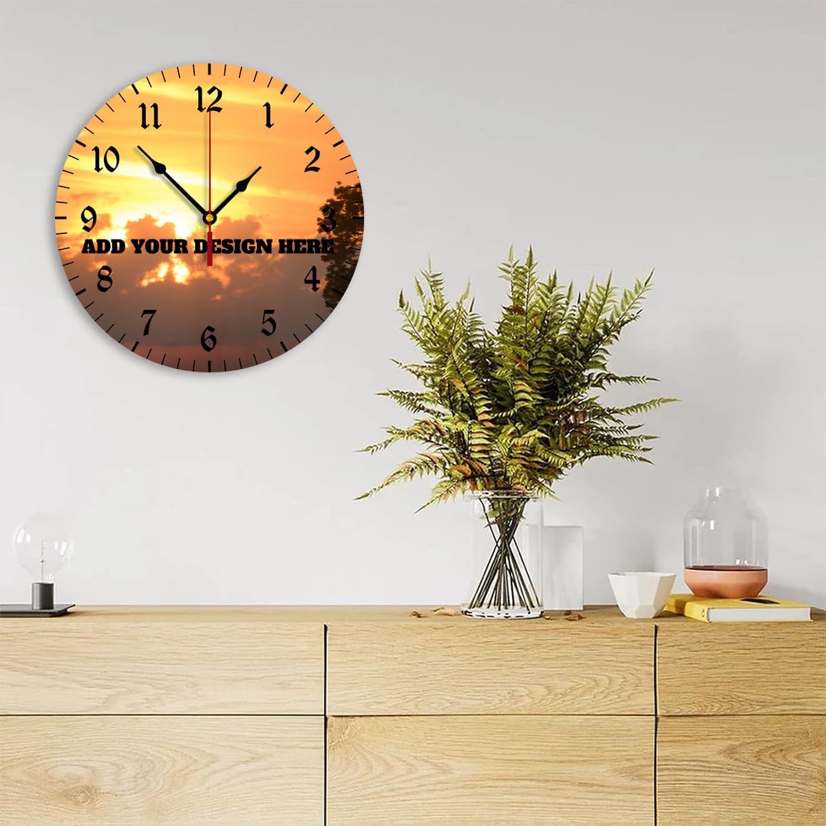 Generic Custom Wall Clock Personalized Clocks with Photo Text Logo Silent Non Ticking Round Decoration for Kitchen Creative, 10inch-25cm
