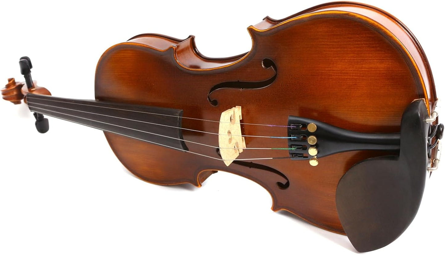 Violin 1/2 size Beginner Violin kit for Kids &Students Spruce Top Maple Back Side Starter Violin with Case,Bow,Rosin,Tuner,Shoulder Rest and Extra Strings