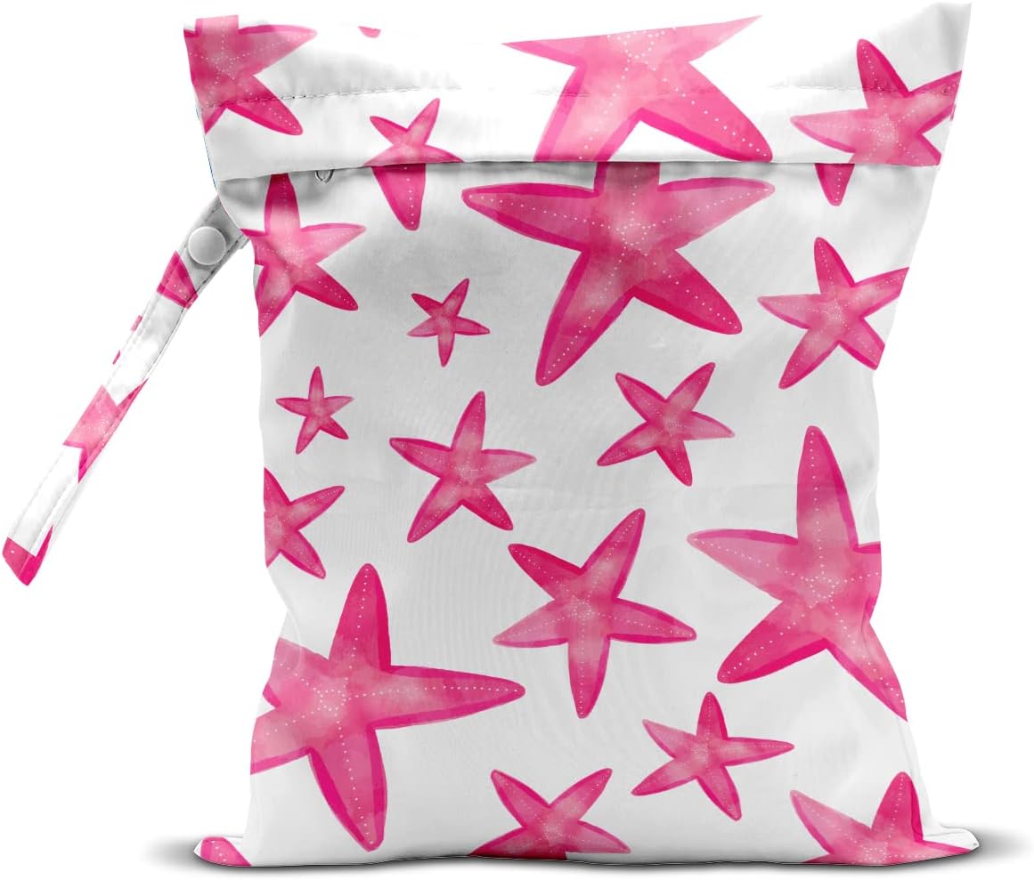 Wet Bag, Wet Dry Bag, Wet Bag for Swimsuit, Travel, Beach, Pool, Diapers, Dirty Yoga Gym Clothes, Makeup Bag, Waterproof Reusable Beach Bag Ocean Decor Starfish Sea Horse Anchor