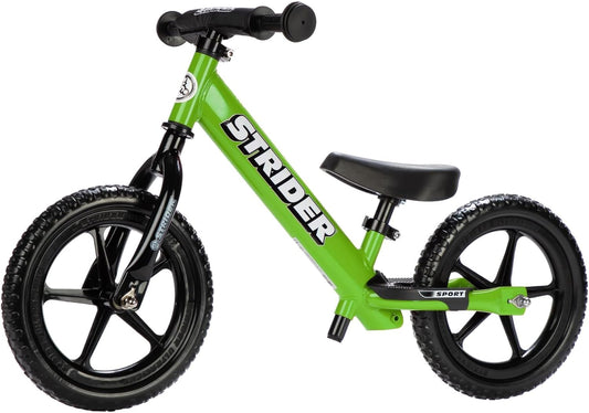 Strider 12” Sport Bike - No Pedal Balance Bicycle for Kids 1 to 4 Years - Includes Safety Pad, Padded Seat, Mini Grips & Flat-Free Tires - Tool-Free Assembly & Adjustments