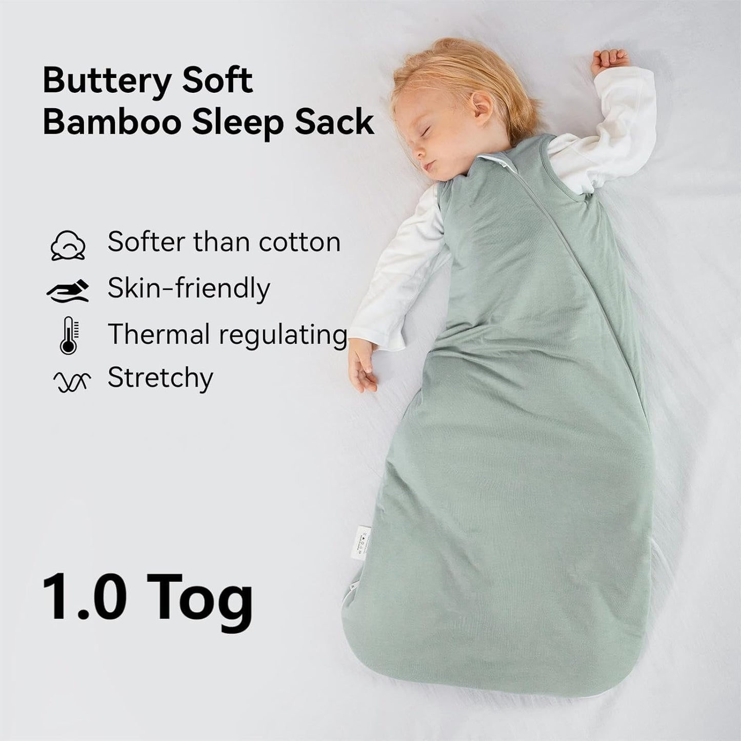 Rayon Made from Bamboo Sleep Sack 18-24 Months 1.0 Tog Ultra Soft Baby Wearable Blanket Toddler Sleeping Sack 2t for Babies Unisex Girl Boy 2-Way Zipper Baby Sleeping Bag Breathable Lightweight XL