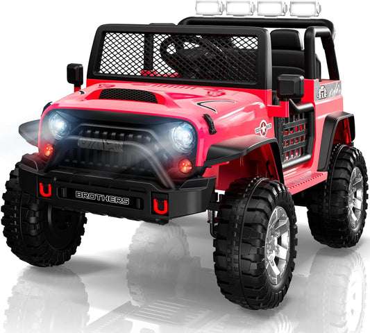 L8 2 Seater Ride On Car, 12V Kids Electric Car w/Remote Control, 4-Wheel Suspension, Bluetooth Speaker, Multi Music Modes, 3 Speeds, LED Lights, Xmas & Birthday Gift Ideas for Kids Ages 3+