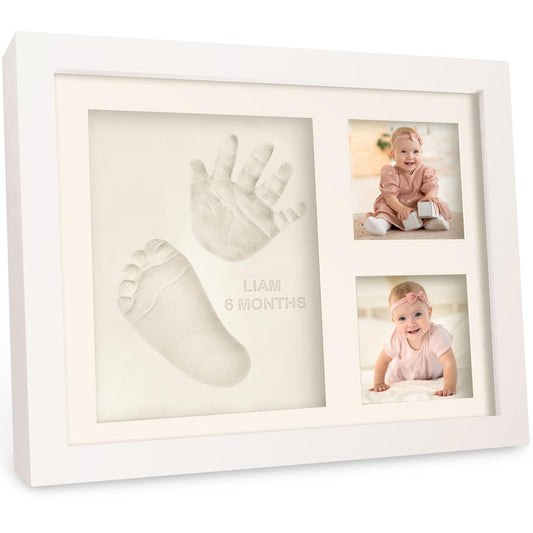 Baby Hand and Footprint Kit - Quick Dry Clay Baby Footprint Kit, Newborn Keepsake, Nursery Picture Frame for Boys, Girls, Personalized Gifts for Shower & Registry, New Mom Gift (Alpine White)