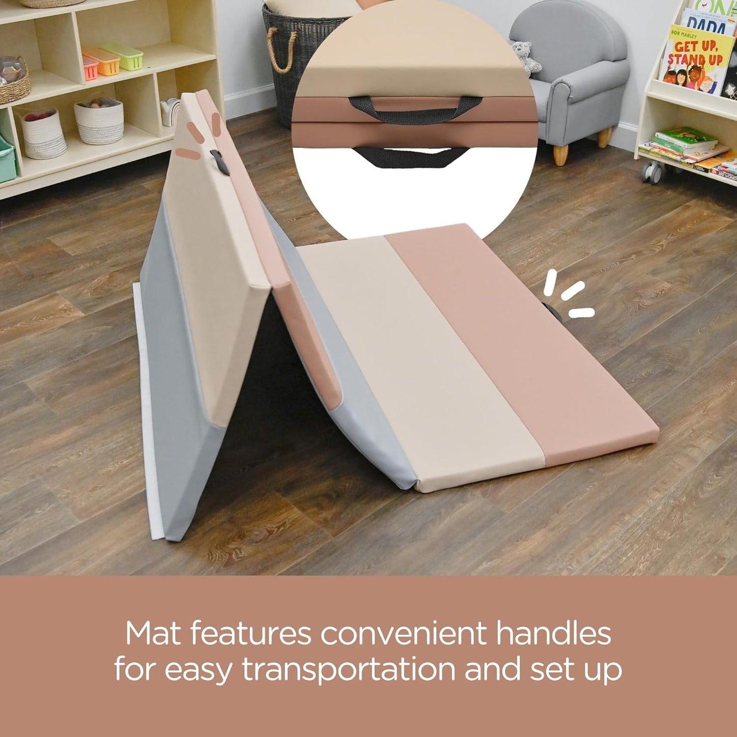 Children's Factory 4' x 6' Folding Gym Mat, Foam Play Mats for Playrooms, Daycare, Preschool, Homeschool, Elements