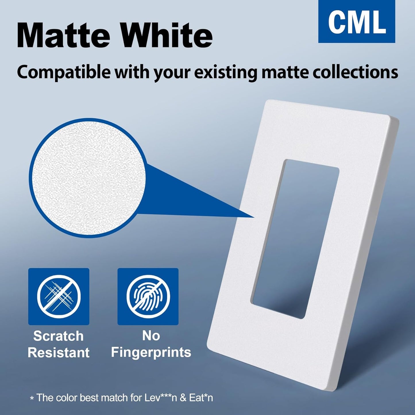 CML Matte White 1-Gang Screwless Decorative Wall Plates, 120 Pack Decorator Light Switch Covers, Standard Size 2.91” X 4.68”, Scratch and Impact Resistant, Hidden Screws, UL Listed