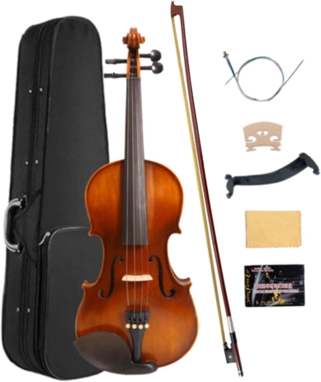 Violin 1/4 size for kids Beginner violin kit solid wood with Case,Bow,Rosin,Tuner,Shoulder Rest and Extra Strings