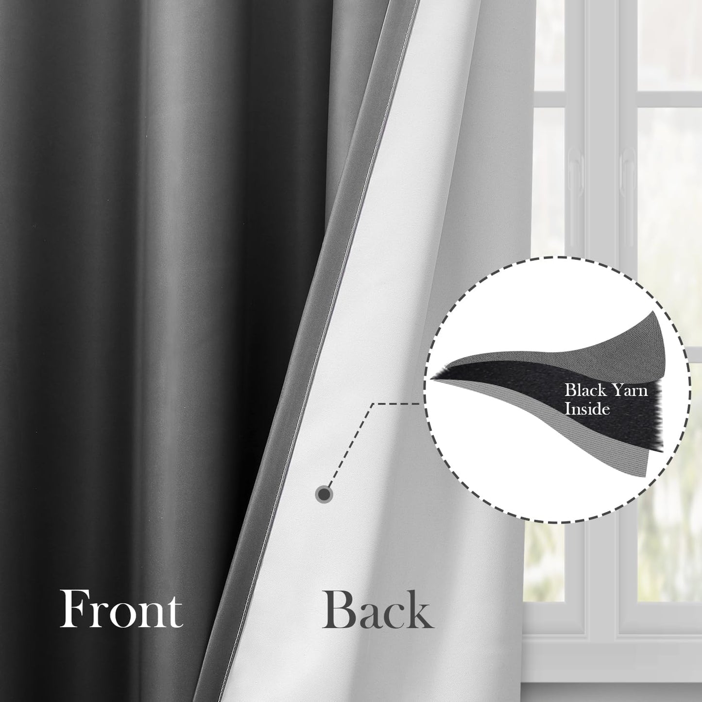 HOMEIDEAS Grey Gray Ombre Blackout Curtains 52 X 96 Inch Length Gradient Room Darkening Thermal Insulated Energy Saving Grommet 2 Panels Window Drapes for Living Room, Bedroom