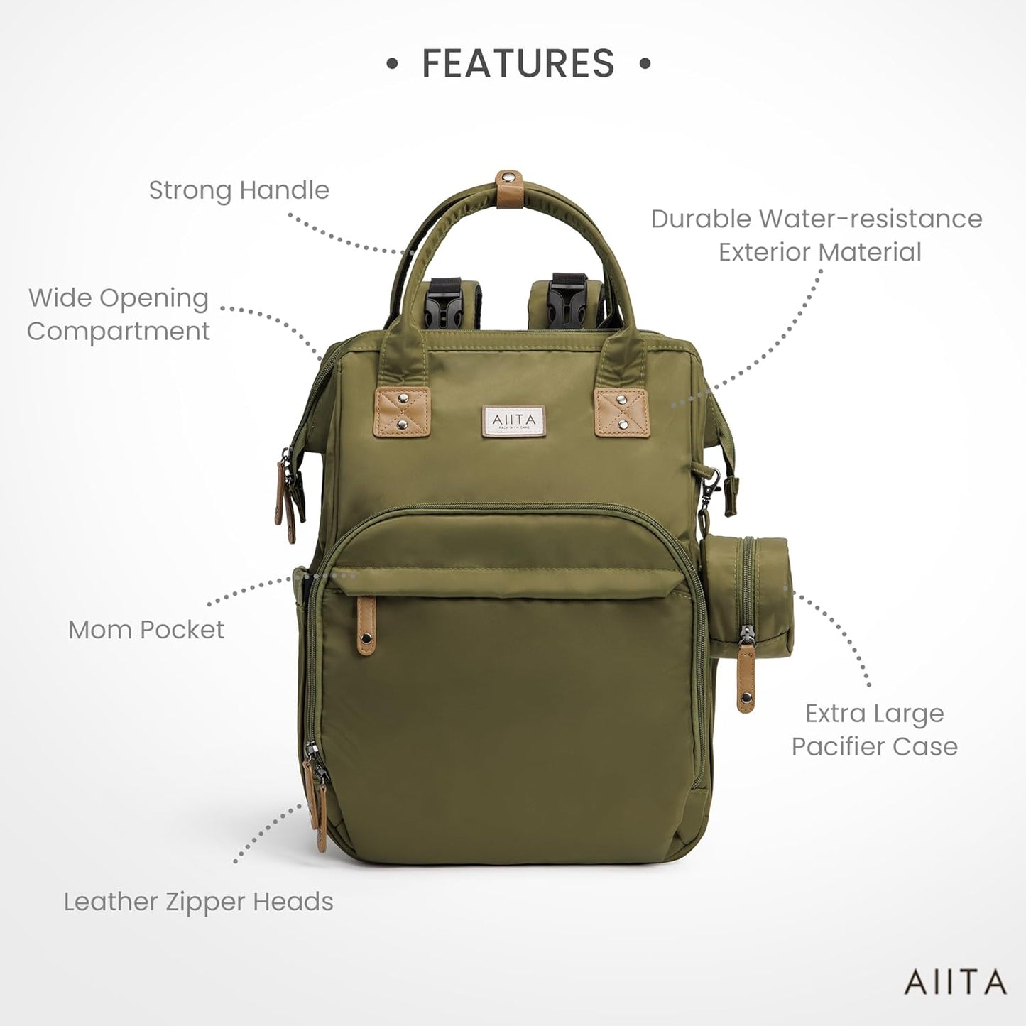 Diaper Bag Backpack, Multifunction Diaper Bag with Changing Pad, Baby Diaper Bags for Boys Girls, Stylish Large Capacity Travel Backpack for Moms Dads, Baby Shower Gifts,Unisex – Olive Green