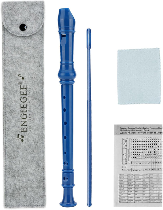SJOYS 8-Hole Soprano Descant Recorder Kids Music Flute with Cleaning Rod & Case Bag For School Student Home Entertainment Blue