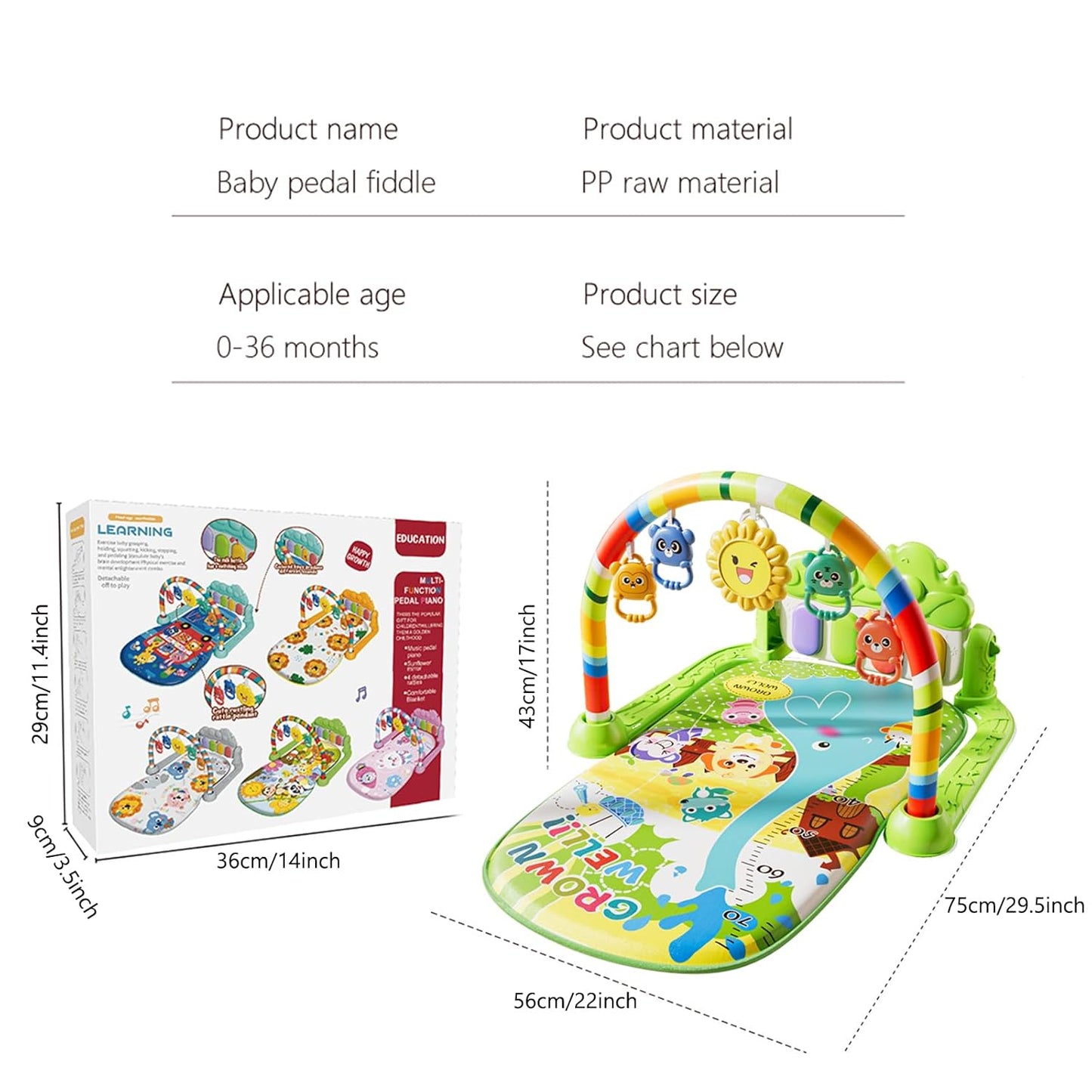 Alive Lovely Baby Gyms Play Mats, Musical Activity Center Baby Piano Gym Mat, Music and Lights Tummy Time Padded Mat for Newborn Newborn 0 to 3 6 9 12 Months