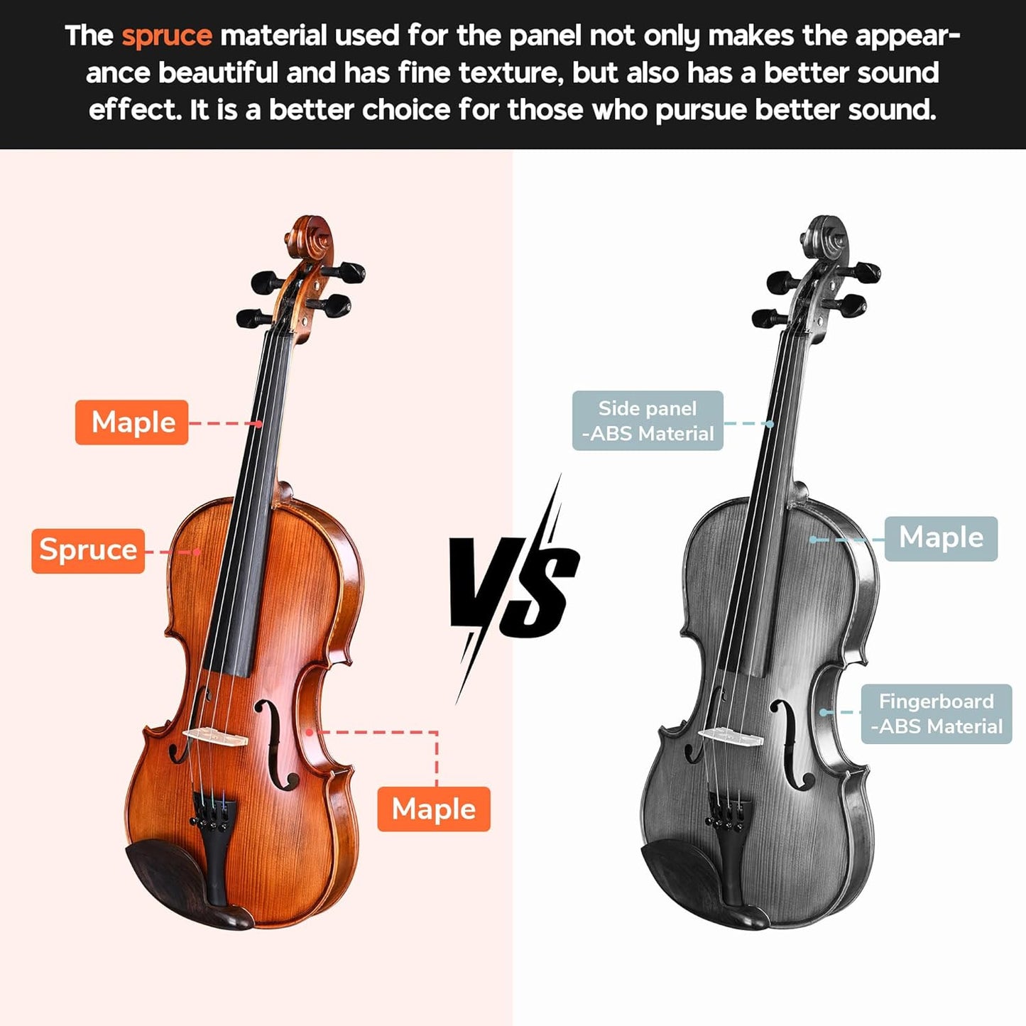 AW Solid Wood Violin 4/4 Full Set with Case & Bow Rosin Shoulder Rest Fiddle Matte Stradivari Copy Style for Beginner Student Adults Starter Kit