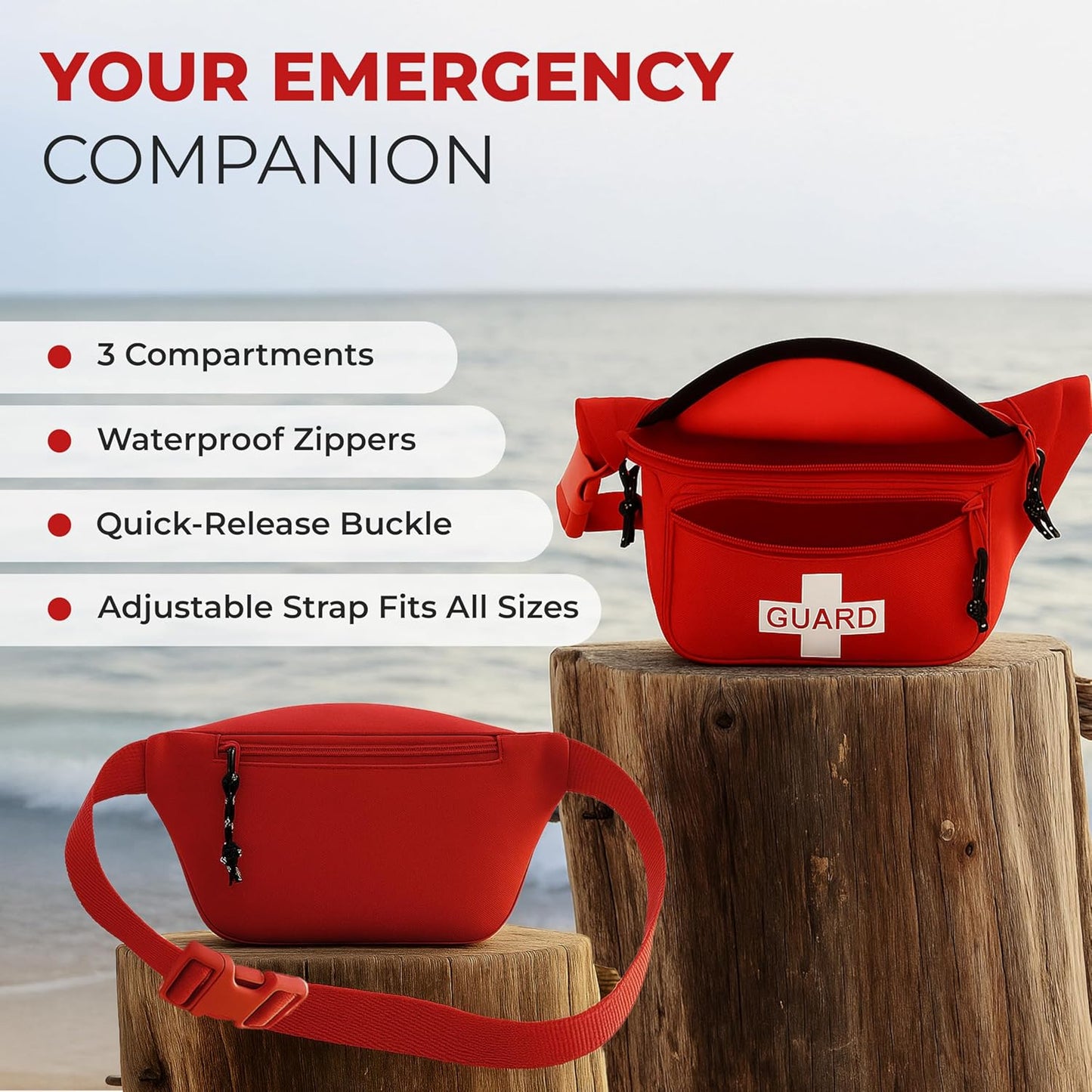 Ever Ready First Aid, Fanny Pack/Hip Pack, Fully Stocked First Aid Kit with Adult & Infant CPR Combo Masks with Beaty