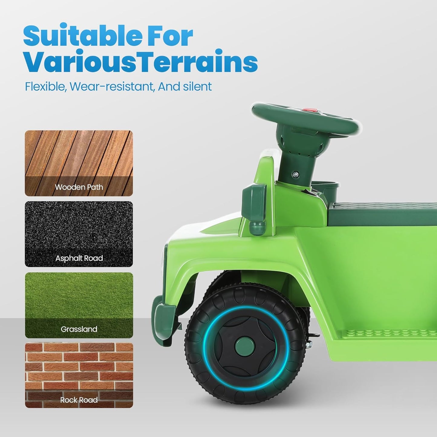 6V Toddler Ride On Car Interactive Electric Car with Horn LED Front Light Rear Storage Ocean Theme Perfect for Boys & Girls 18+ Months Safe & Fun for Little Explorers(Green Ocean)