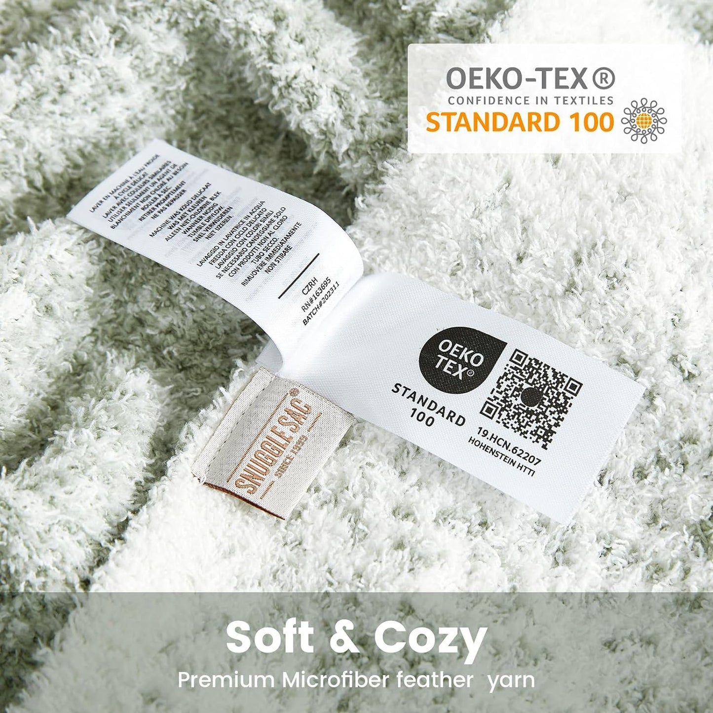 Snuggle Sac Sage Green Throw Blanket for Couch, Reversible Super Soft Warm Blankets Cozy Knit Blanket Fuzzy Plush Lightweight Throws for Sofa, Bed, Picnic, Ombre Sage Green, 50 x 60 inches