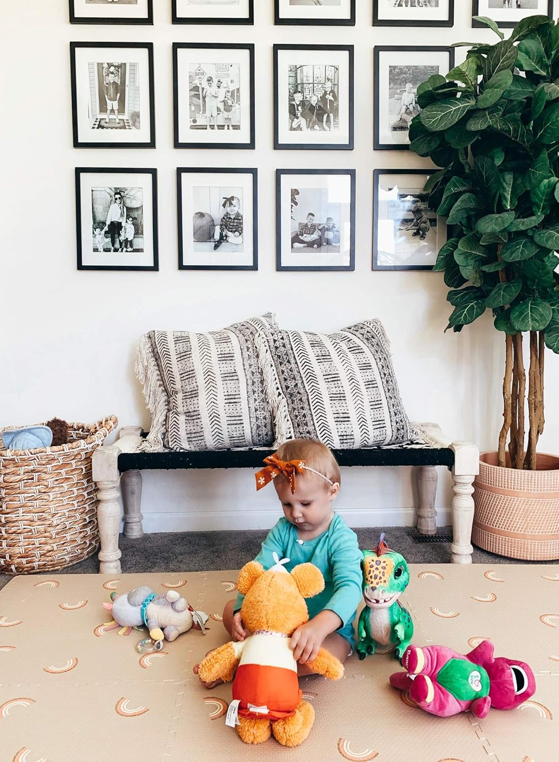 Yay Mats Stylish Extra Large Baby Play Mat. Soft, Thick, Non-Toxic Foam Covers 6 ft x 4 ft. Expandable Tiles with Edges Infants and Kids Playmat Tummy Time Mat (Emery Rainbow)