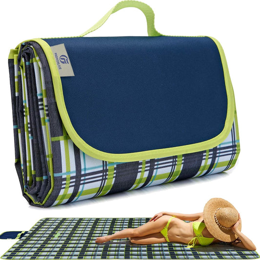 Picnic Blanket Beach Mat Extra Large Sandproof Waterproof Camping Blanket Portable Travel Blanket Play Mat for Outdoor Indoor Family Women Men Kids Beach BBQ Park Grass, 79"x57"