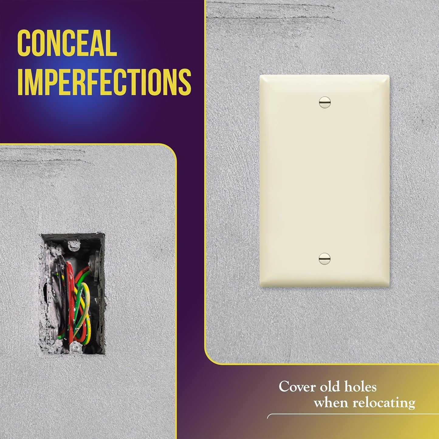 ENERLITES Blank Device Wall Plate, Gloss Finish, Standard Size 1-Gang 4.50" x 2.76", Polycarbonate Thermoplastic, 8801-LA, Light Almond