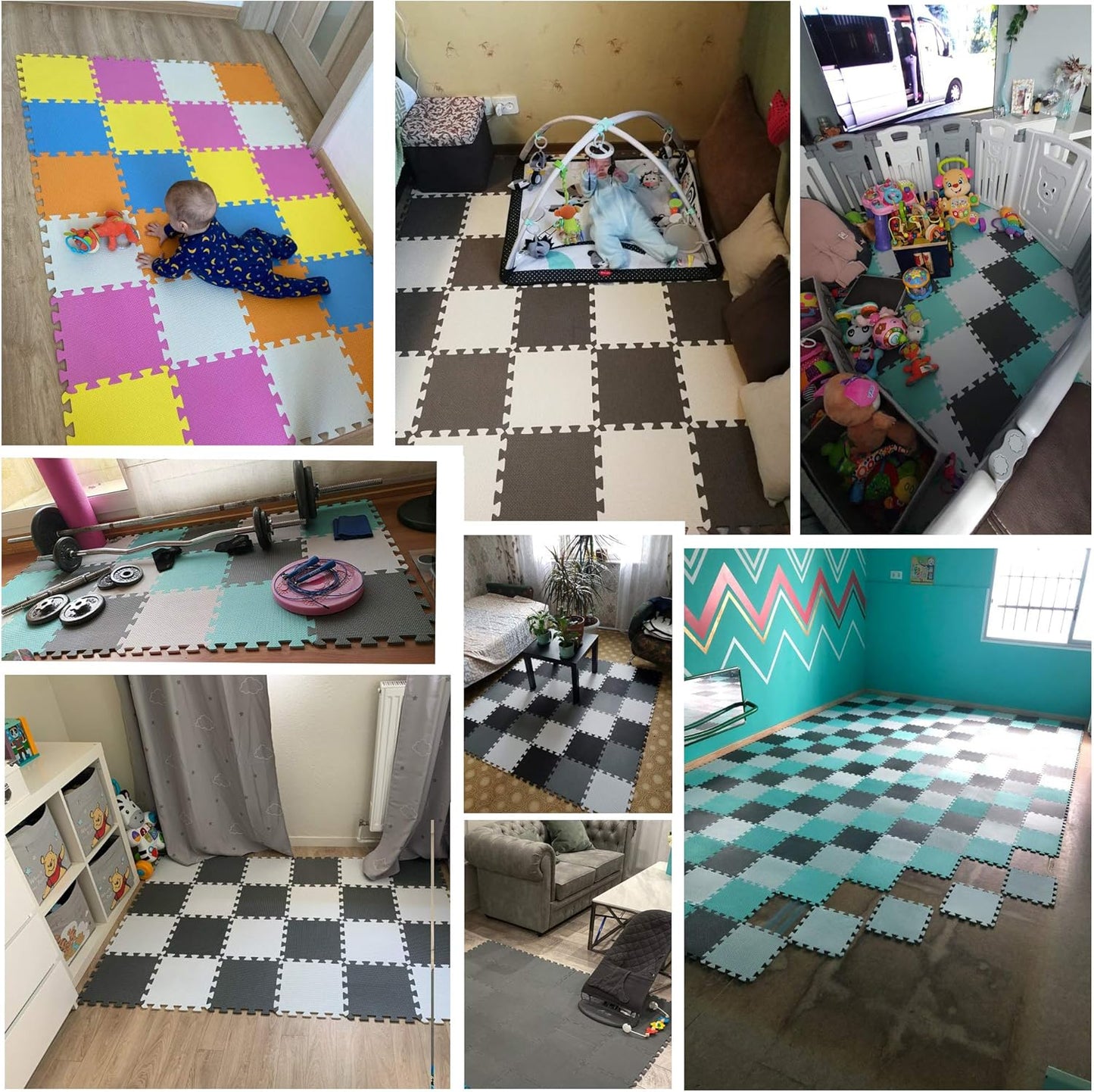 YIMINYUER® 20 Tiles (30cm×30cm×1cm Each Tile) Baby Soft Puzzle Play Mats, Kids Thick EVA Foam Floor, Toddlers & Children's Soft Interlocking Mat R01R03R09G301020